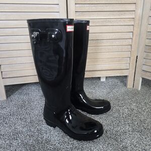 Hunter Original Tall Gloss Rain Boots Black Women’s Size 9 Rubber Waterproof